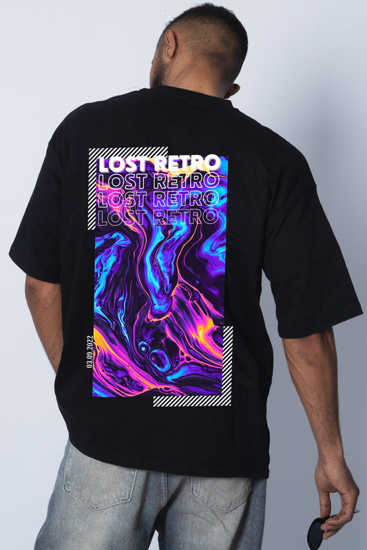 Lost Retro Oversized Tee – Neon Black