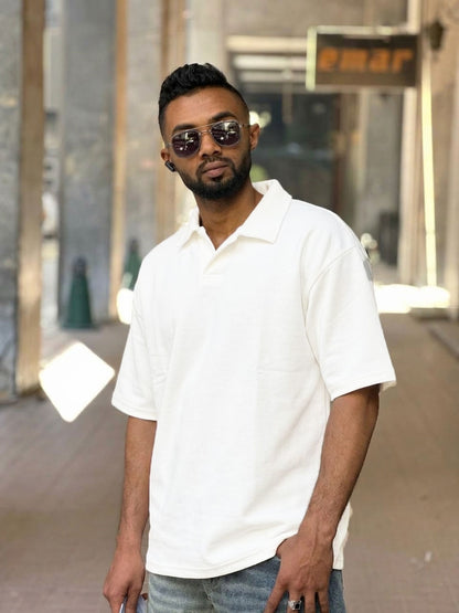 Oversized Black Polo T-Shirt