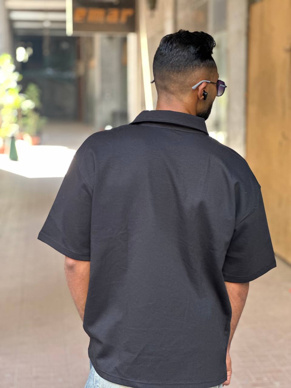 Oversized Black Polo T-Shirt